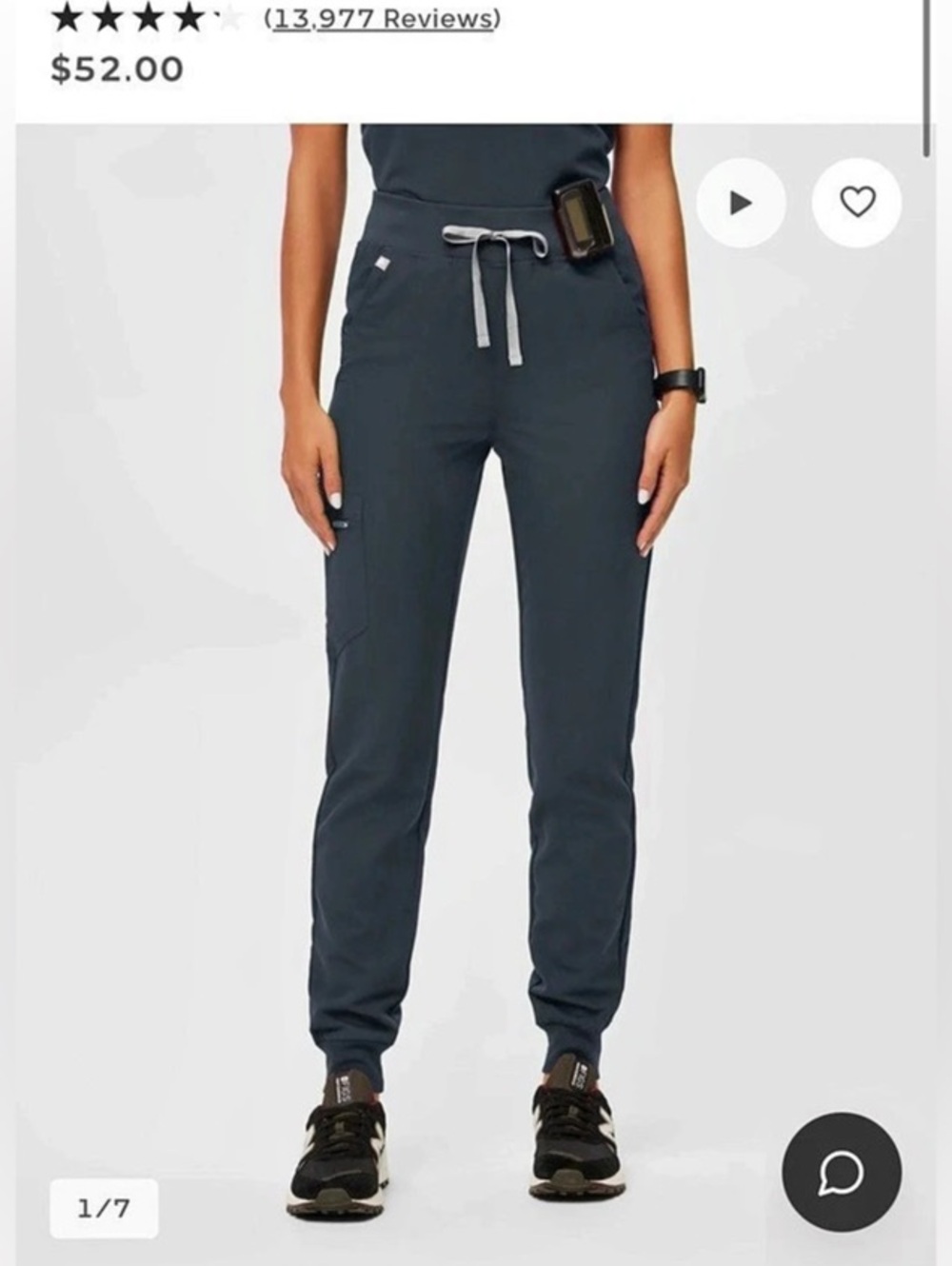 FIGS XLP Zamora High-Rise Jogger Scrub Pant in Dark Harbor